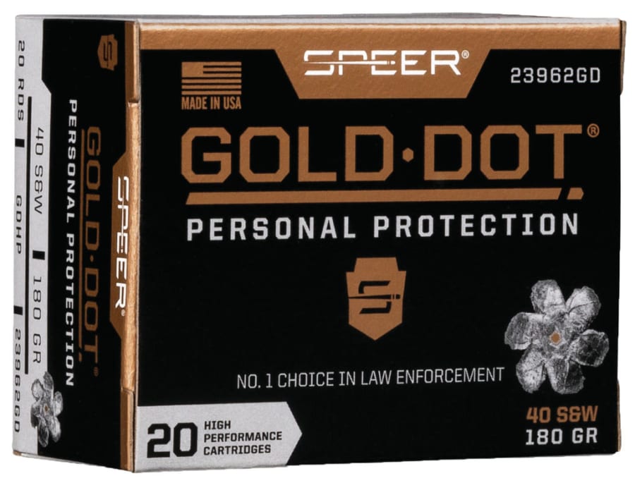 Speer 40 S&w, 180 gr Gold Dot Hollow Point, 20 rounds