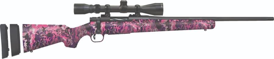 Mossberg Patriot Super Bantam 7mm-08 Rem Bolt Action Rifle, 5+1 rd, 20" barrel, Blue/Camo, 3-9x40mm Scope Included (Model 28144)