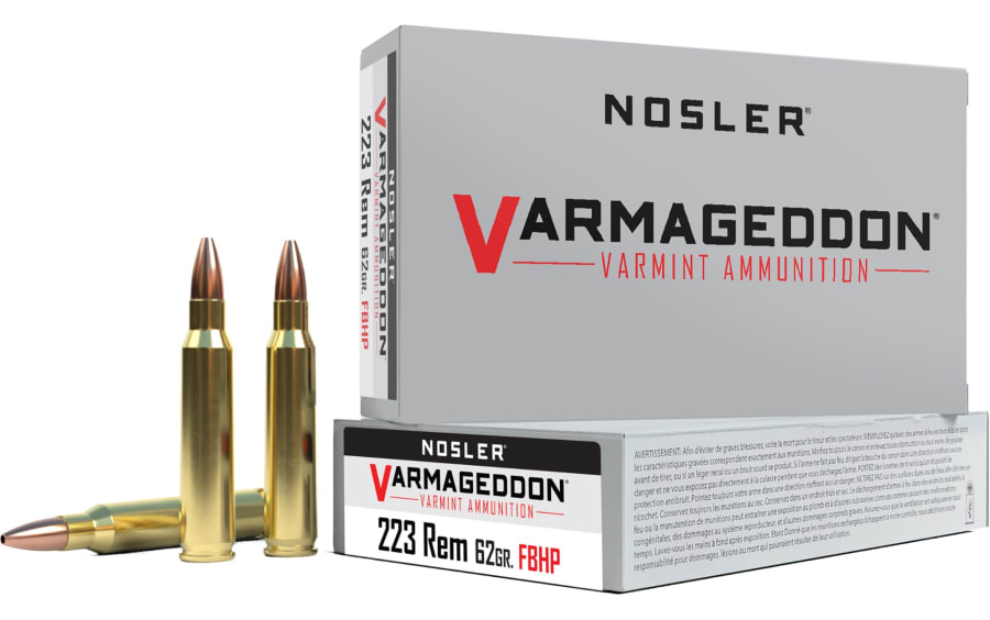 Nosler Varmageddon Ammunition 223 Rem, 62 gr Hollow Point, 20 rounds
