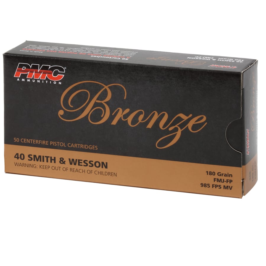 PMC Bronze 40 S&w, 180 gr Full Metal Jacket Flat Point, 50 rounds