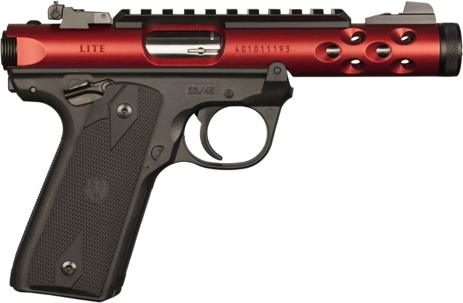 Ruger Mark IV 22/45 Lite 22 LR Pistol, 10+1 rd, 4.4" barrel, Black/Red