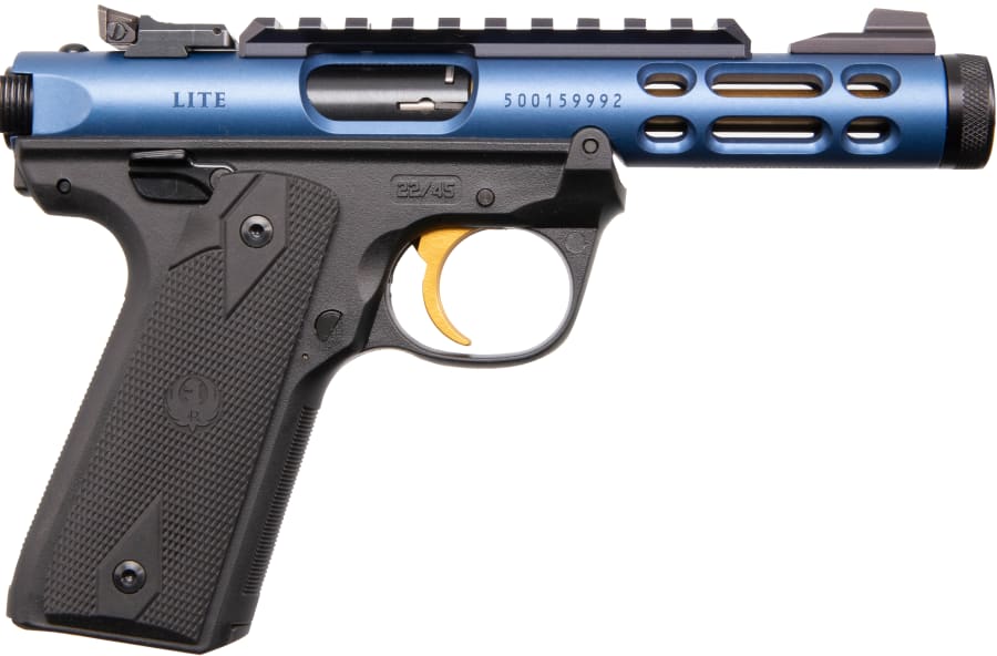 Ruger Mark IV 22/45 Lite 22 LR Pistol, 10+1 rd, 4.4" barrel, Black/Blue