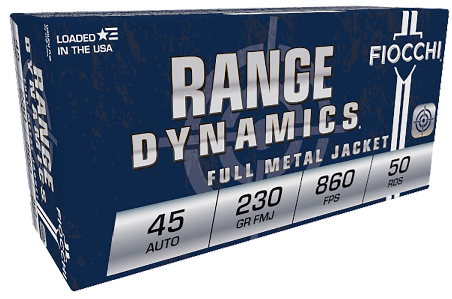 Fiocchi Range Dynamics 45 Auto, 230 gr Full Metal Jacket, 50 rounds