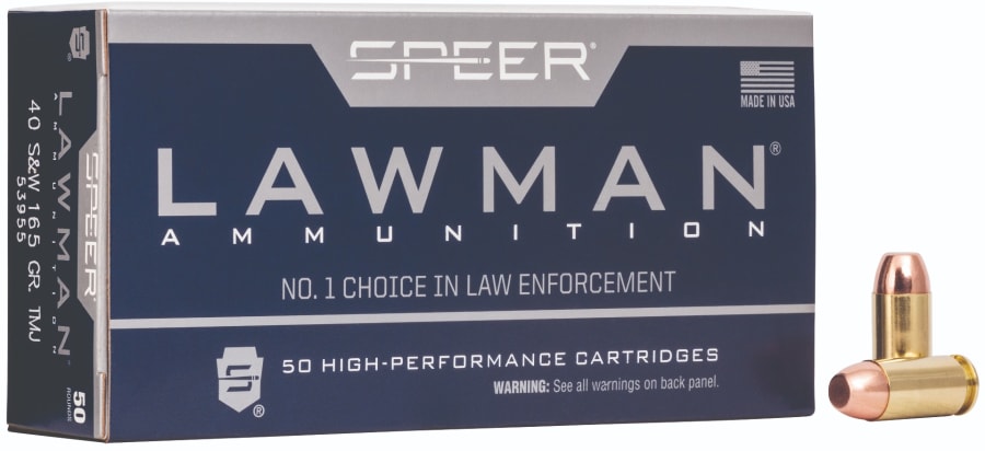 Speer Lawman 40 S&w, 165 gr Total Metal Jacket Flat Nose, 50 rounds