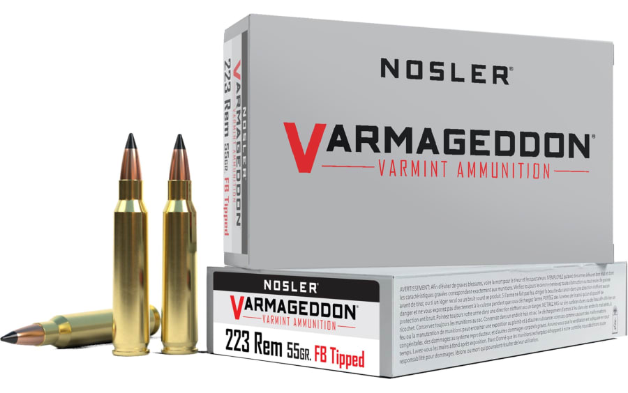 Nosler Varmageddon Ammunition 223 Rem, 55 gr FB Tipped, 20 rounds