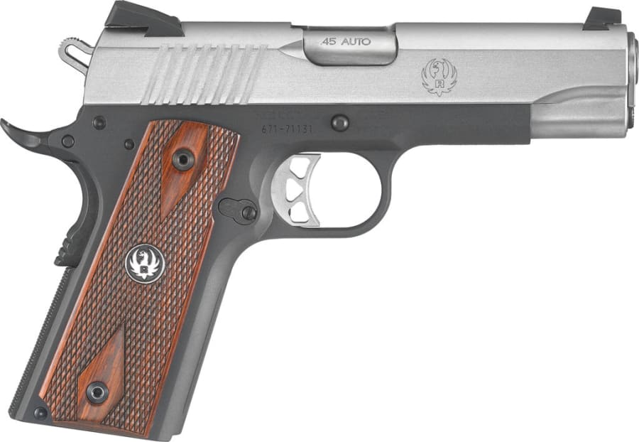 Ruger SR1911-CMD Lightweight 45 Auto Pistol, 7+1 rd, 4.25" barrel, Black/Stainless Steel