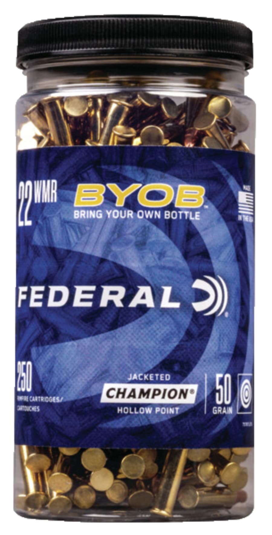 Federal BYOB 22 Wmr, 50 gr Jacketed Hollow Point, 250 rounds