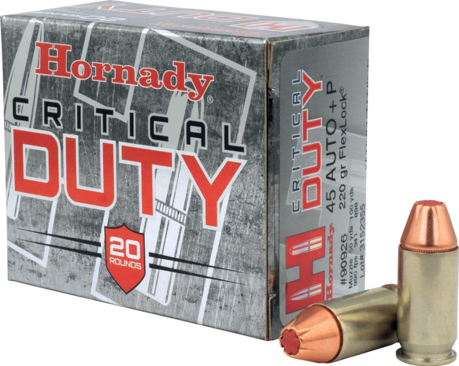 Hornady Critical Duty 45 Auto +P, 220 gr FlexLock, 20 rounds