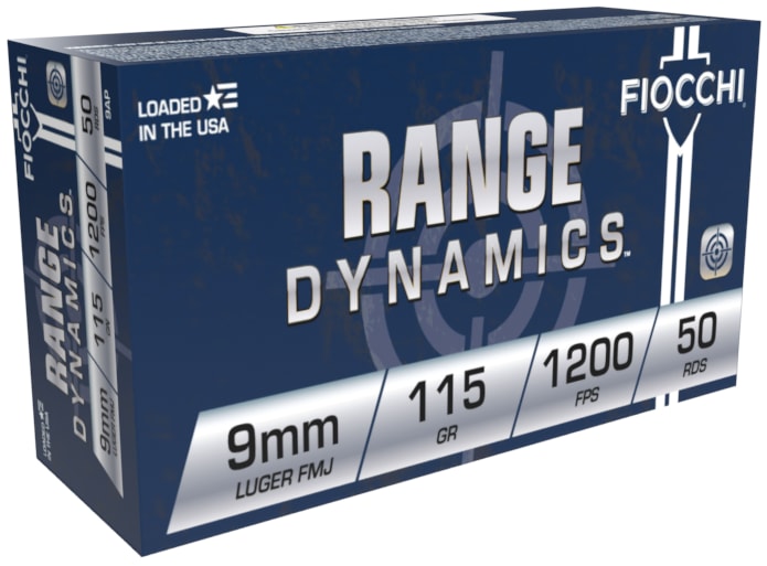 Fiocchi Range Dynamics 9mm Luger, 115 gr Full Metal Jacket, 50 rounds