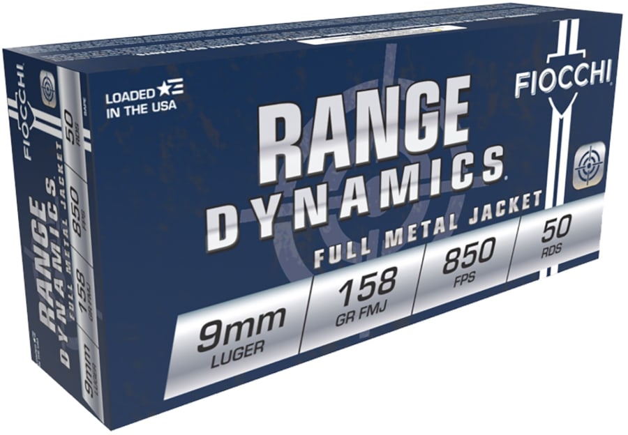 Fiocchi Range Dynamics 9mm Luger, 158 gr Full Metal Jacket, 50 rounds