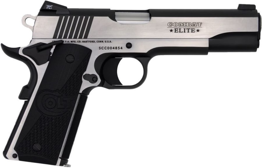 Colt Combat Elite 45 Auto Pistol, 8+1 rd, 5" barrel, Stainless Steel
