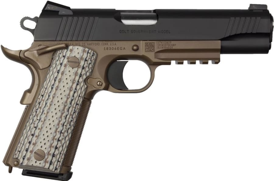 Colt Custom Shop CQB 45 Auto Pistol, 8+1 rd, 5" barrel, Black/Brown