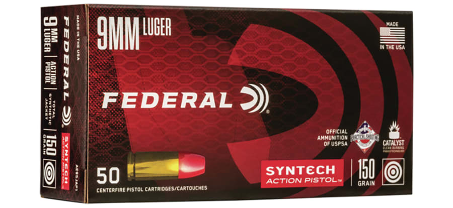 Federal Syntech 9mm Luger, 150 gr Total Synthetic Jacket, 50 rounds