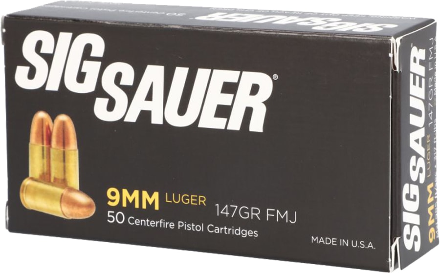 Sig Sauer Elite Performance 9mm Luger, 147 gr Full Metal Jacket, 50 rounds