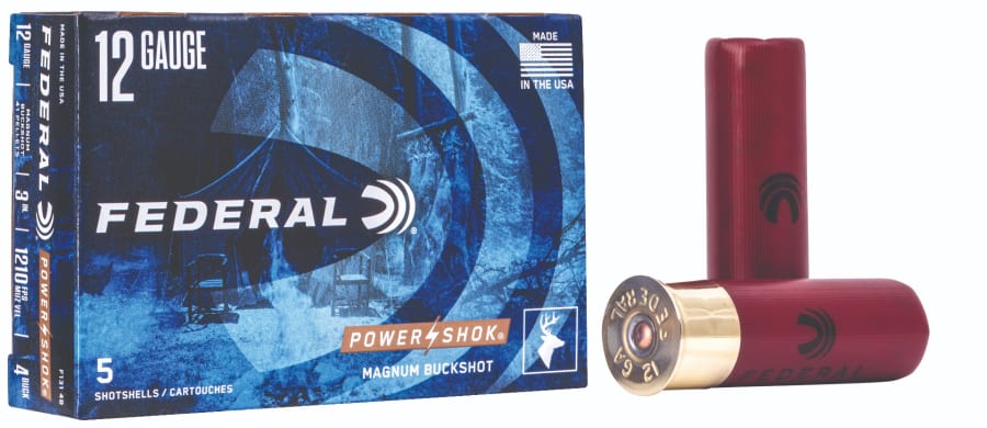 Federal Power-Shok 12 Gauge, 3" shell, 4 Buck, 41 pellets, 5 rounds