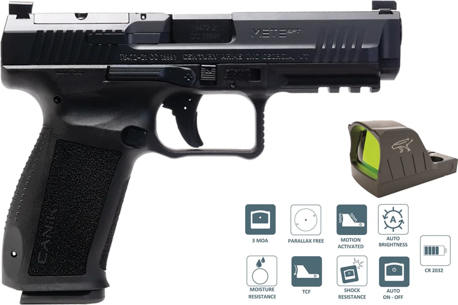 Canik METE SFT One Series MO1 Optic 9mm Luger Pistol, 18+1 rd, 4.46" barrel, Black