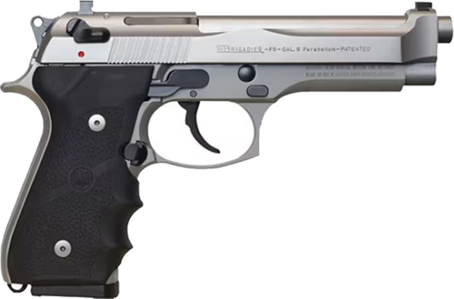 Beretta 92FS Brigadier 9mm Luger Pistol, 15+1 rd, 4.9" barrel, Stainless Steel