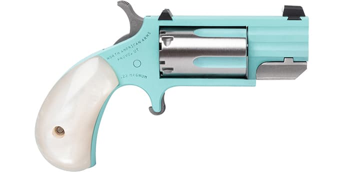 North American Arms Pug 22 WMR Revolver, 5 rd, 1" barrel, Blue/Stainless Steel