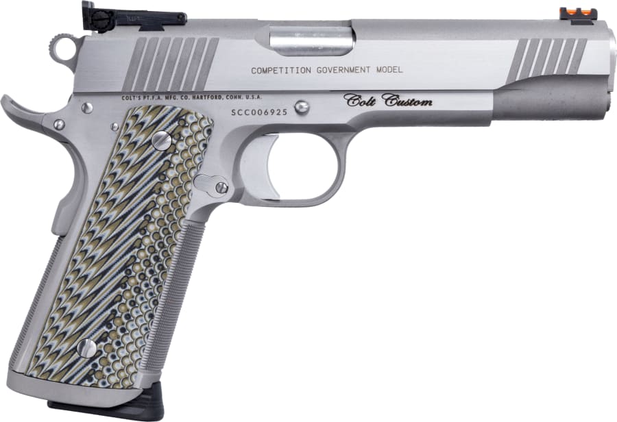 Colt Custom Competition 9mm Luger Pistol, 8+1 rd, 5" barrel, Stainless Steel