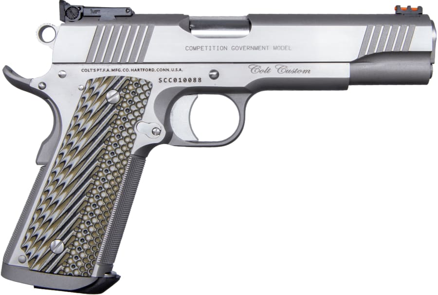 Colt Custom Competition 38 Super Auto +P Pistol, 9+1 rd, 5" barrel, Stainless Steel