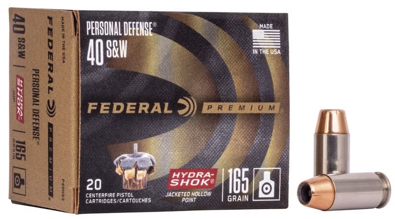 Federal 40 S&w, 165 gr Hydra-Shok Jacketed Hollow Pnt, 20 rounds