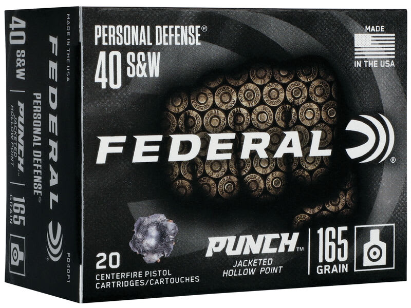 Federal PUNCH 40 S&w, 165 gr Jacketed Hollow Point, 20 rounds