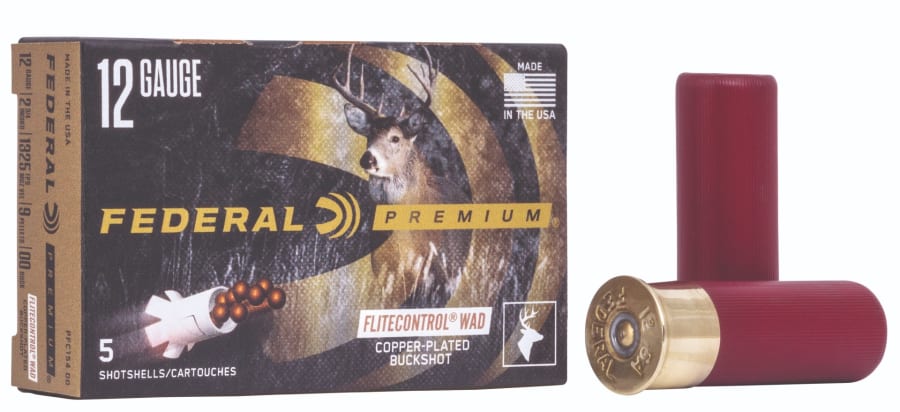 Federal Buckshot Flight Control Wad 12 Gauge, 2.75" shell, 00 Buck, 9 pellets, 5 rounds