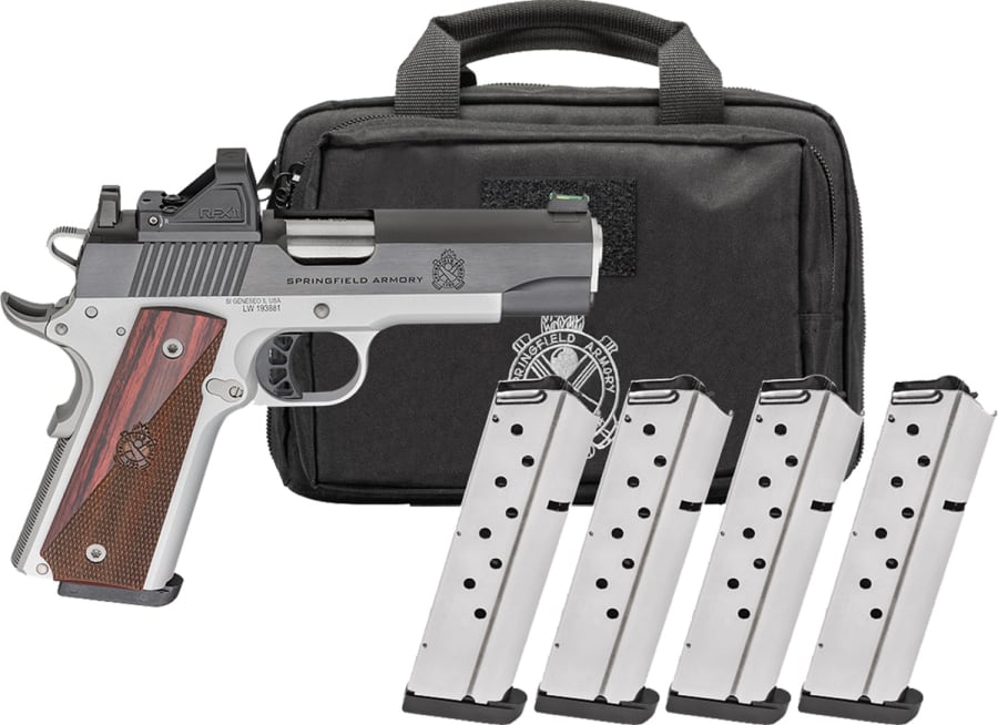 Springfield Armory USA 1911 Ronin AOS 45 Auto Pistol, 8+1 rd, 4.25" barrel, Blue/Stainless Steel