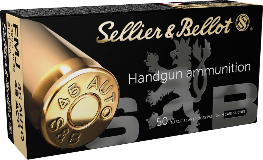 Sellier & Bellot Pistol 45 Auto, 230 gr Full Metal Jacket, 50 rounds