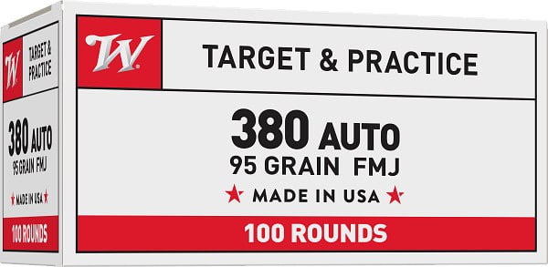 Winchester USA 380 Auto, 95 gr Full Metal Jacket, 100 rounds