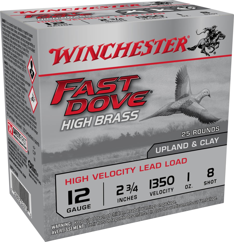 Winchester Fast Dove & Clay 12 Gauge, 2.75" shell, size 8 shot, 25 rounds