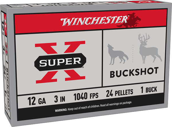 Winchester Super-X 12 Gauge, 3" shell, 1 Buck, 24 pellets, 5 rounds