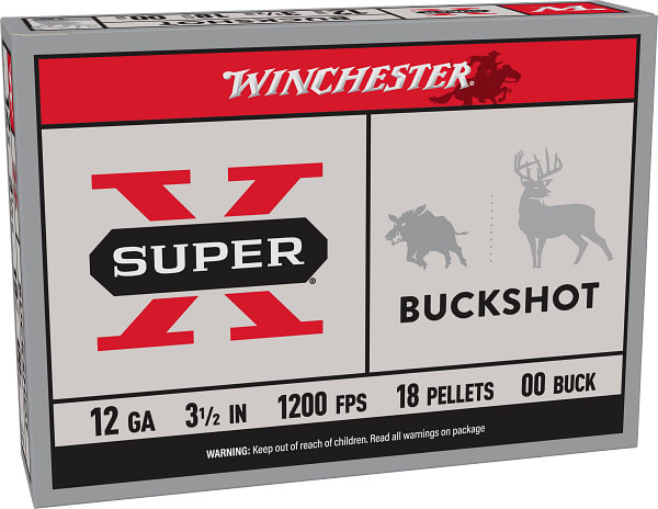 Winchester Super-X 12 Gauge, 3.5" shell, 00 Buck, 18 pellets, 5 rounds