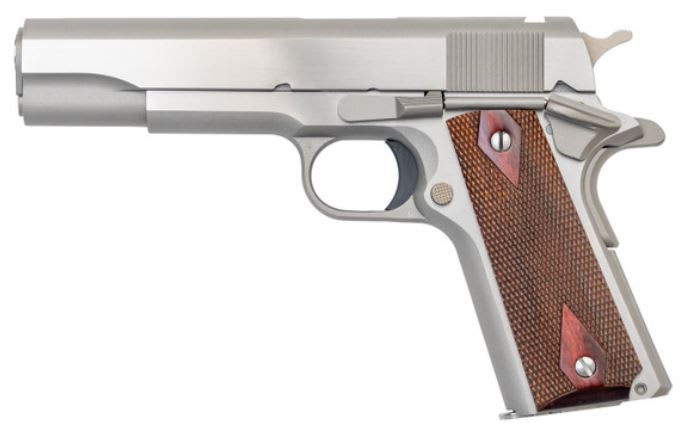 Colt Government 1911 Engravers 38 Super Auto +P Pistol, 9+1 rd, 5" barrel, Stainless Steel