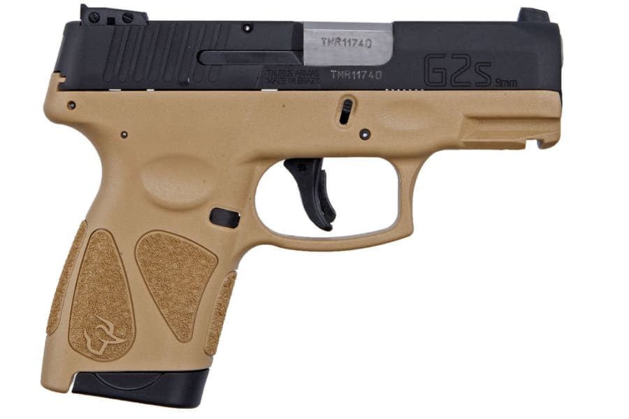 Taurus G2S Slim 9mm Luger Pistol, 7+1 rd, 3.25" barrel, Brown/Black