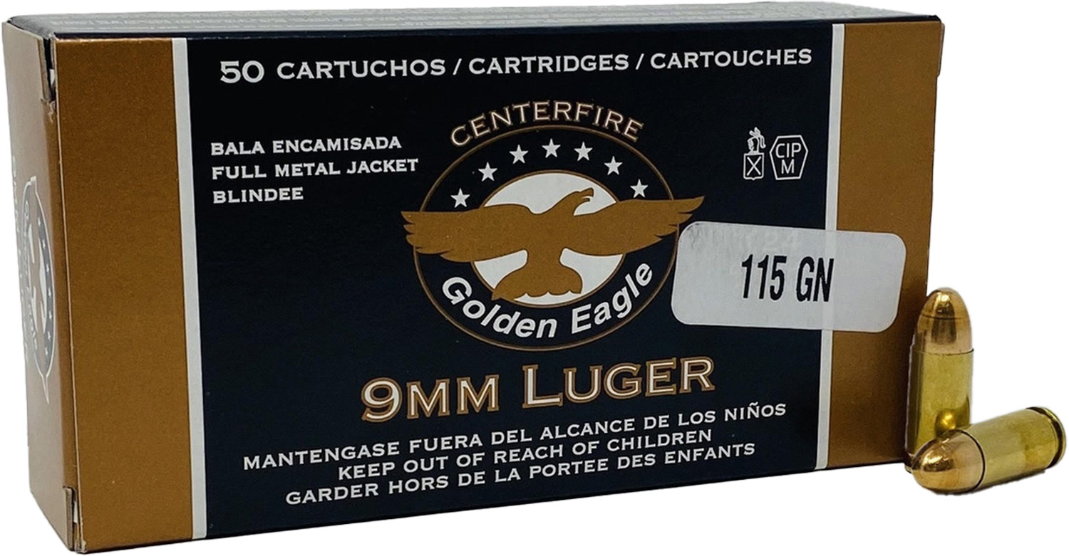 GOLDEN EAGLE 9MM FMJ 115GR 50RD BOX 20 BXS PER