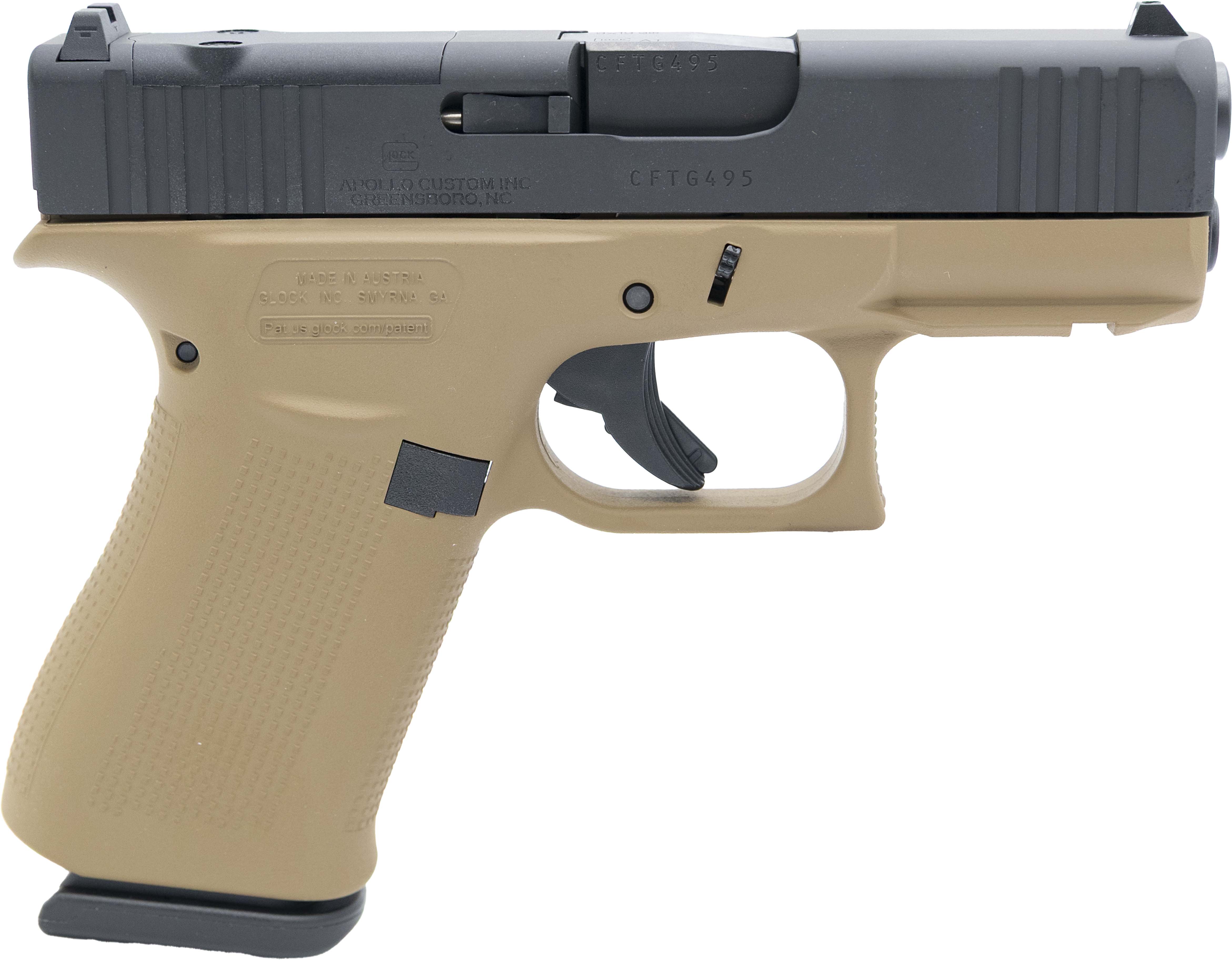 Glock 43X 43X 9mm Luger 10+1 3.410 Black|Brown Polymer - Glock