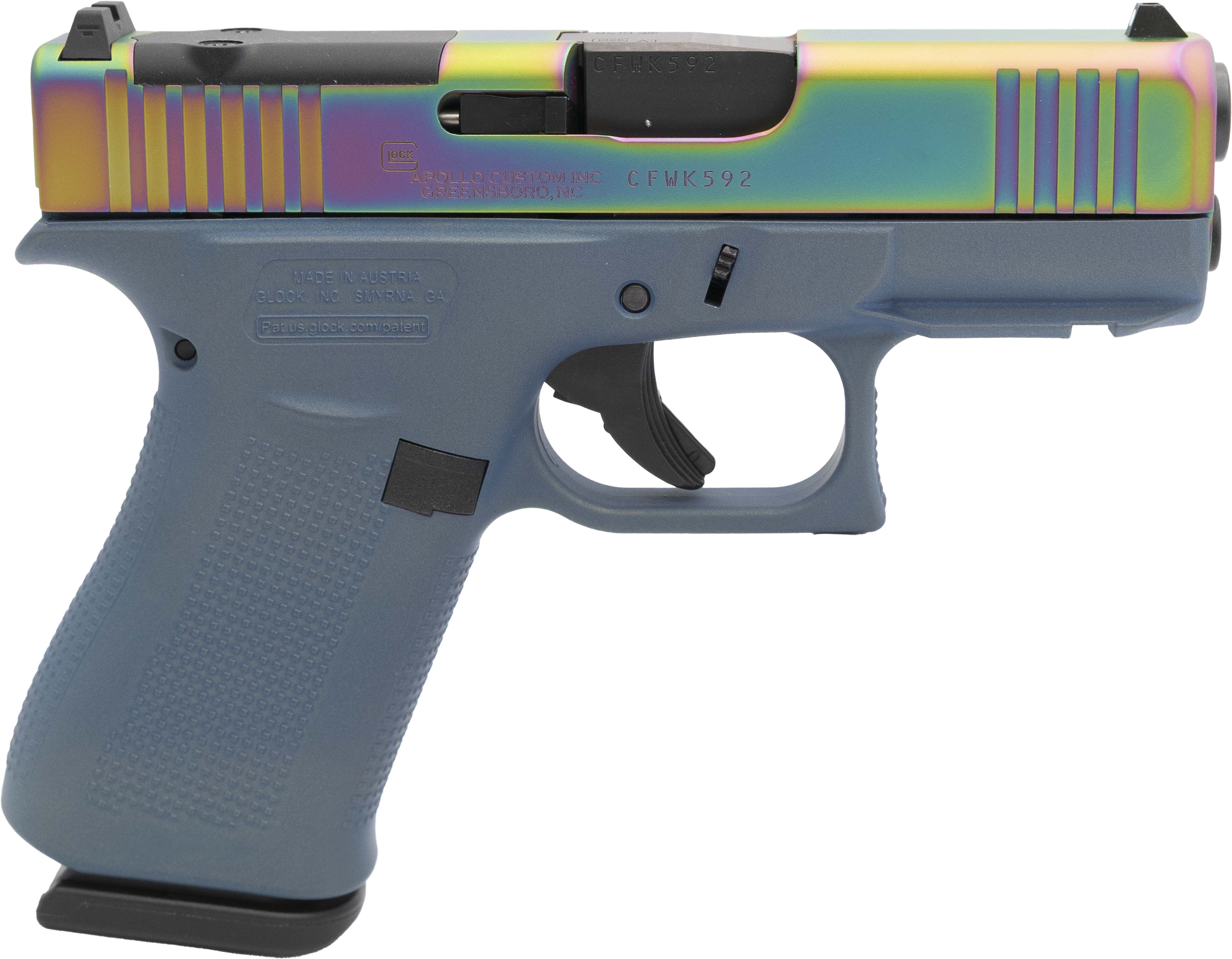 Glock 43X 43X 9mm Luger Northern Lights Frame 10+1 3.410 Blue Polymer