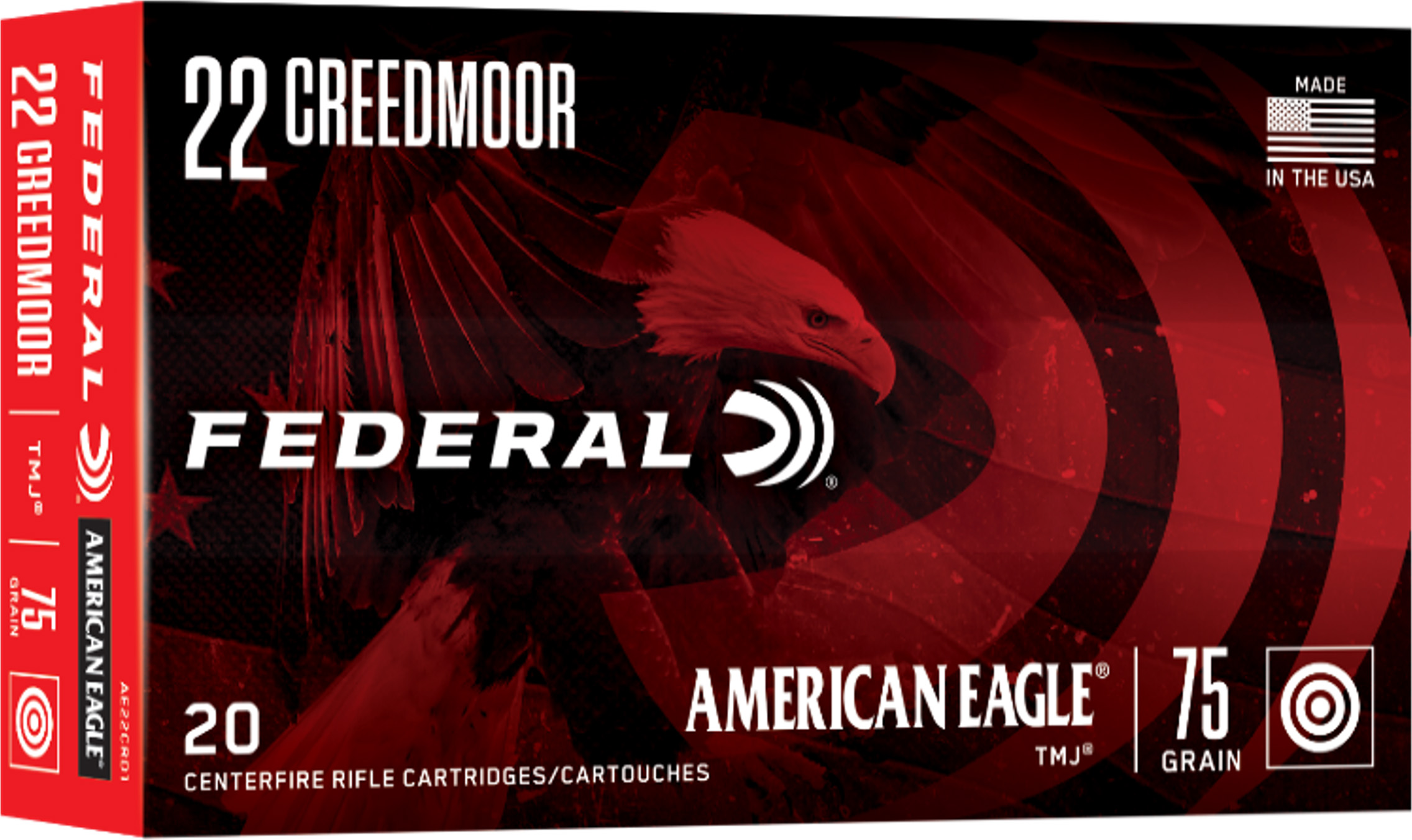 Federal American Eagle 22 Creedmoor 75 Grain Total Metal Jacket 20 Round