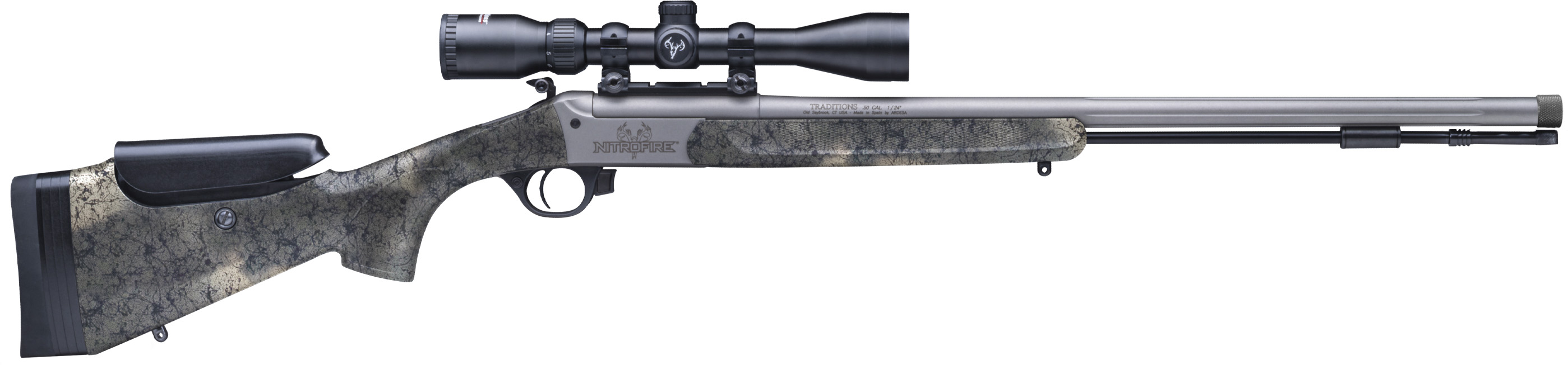 Traditions CR53-846604537 Nitrofire 50 Caliber 1 Tungsten Cerakote Federal Premium Firestick Elite XT Trigger System Includes 3.5-10x44 Scope