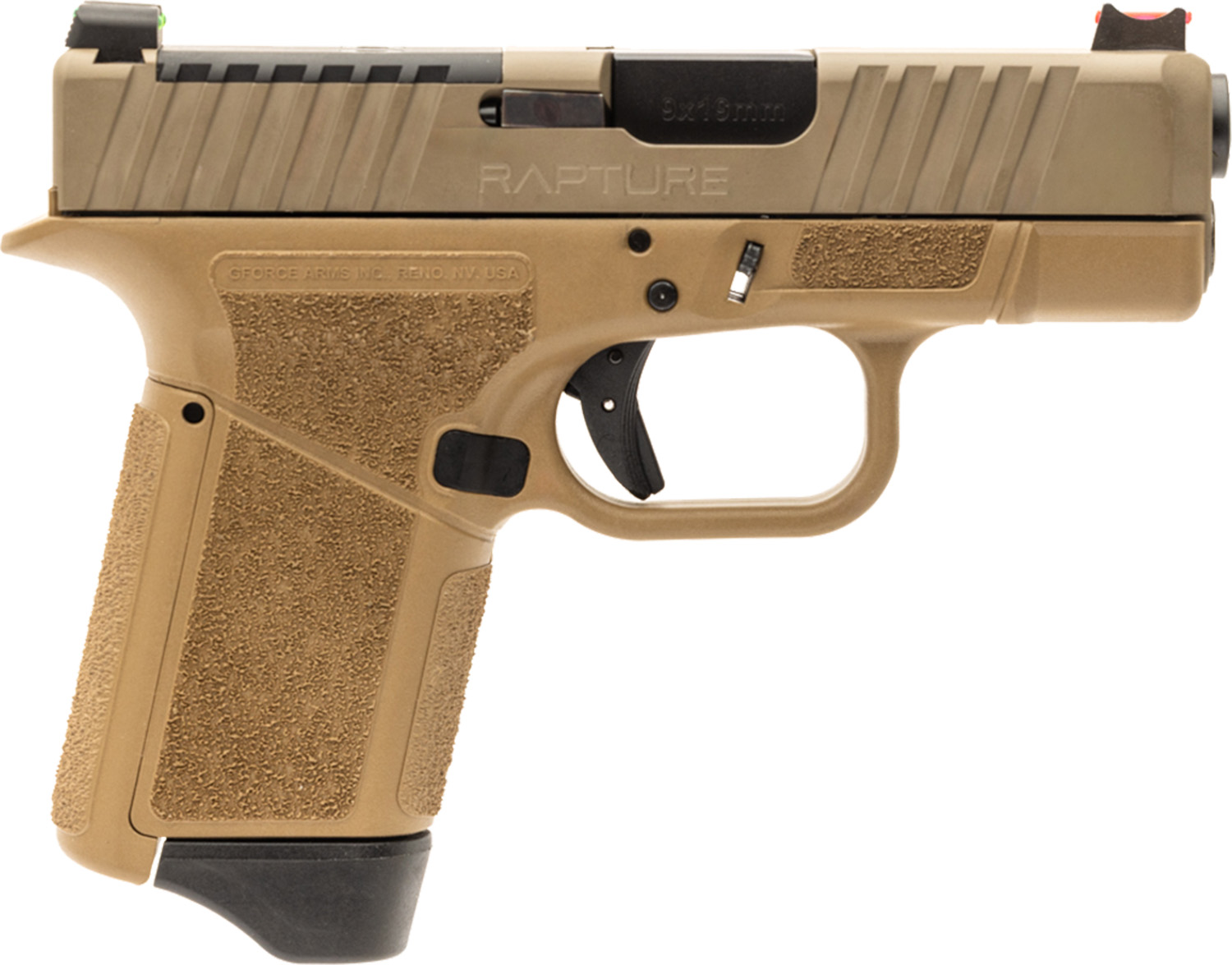 GForce Arms GF9 GF9 9mm Luger 2 Diff Backstraps 0,2 Degree 12+1 3.250 FDE Polymer