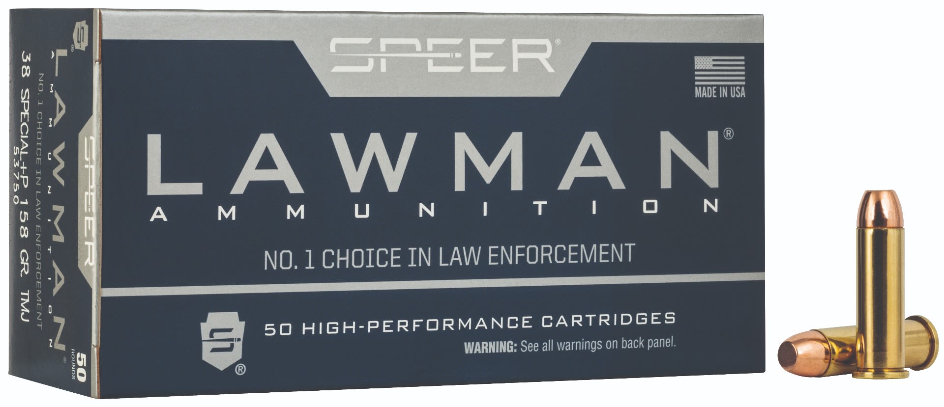 Speer Lawman 38 Spl +P 158GR TMJ FN