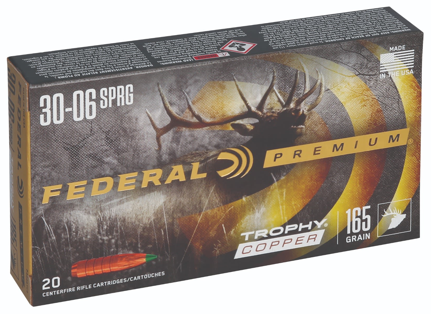 Federal Premium Copper V-Shok 30-06 Sprg 165GR Trophy Copper
