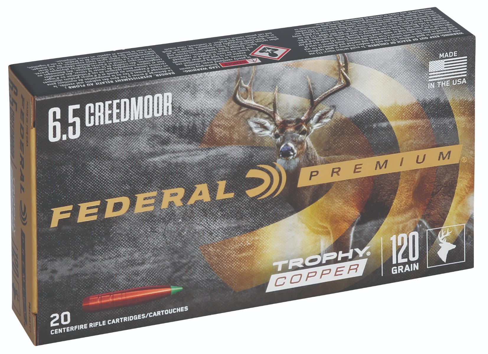 Federal Premium Copper V-Shok 6.5 Creedmoor 120GR Trophy Copper