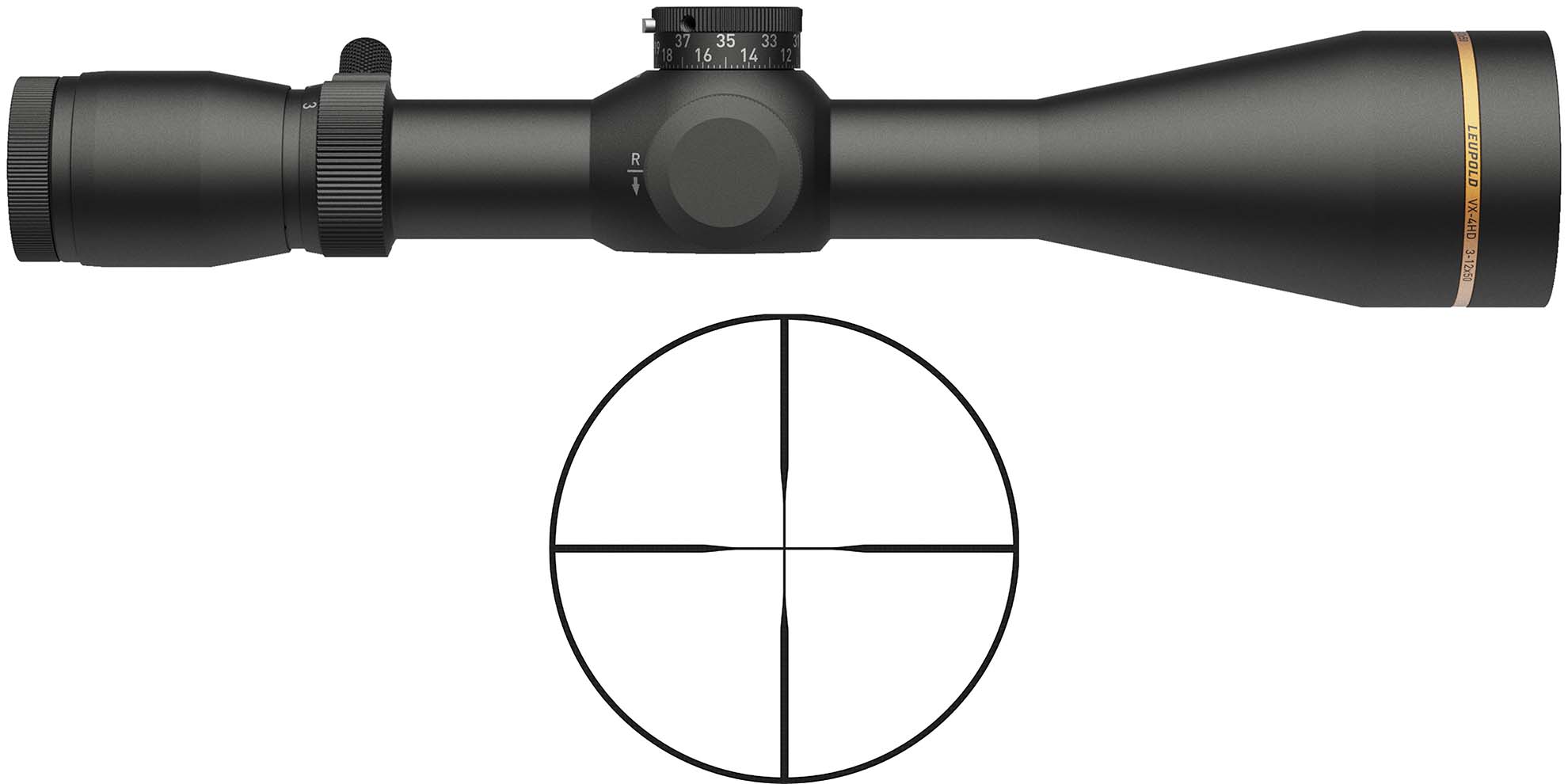 Leupold VX-4HD 3-12x50mm Rifle Scope, 30mm Tube, Duplex Reticle, Matte Black