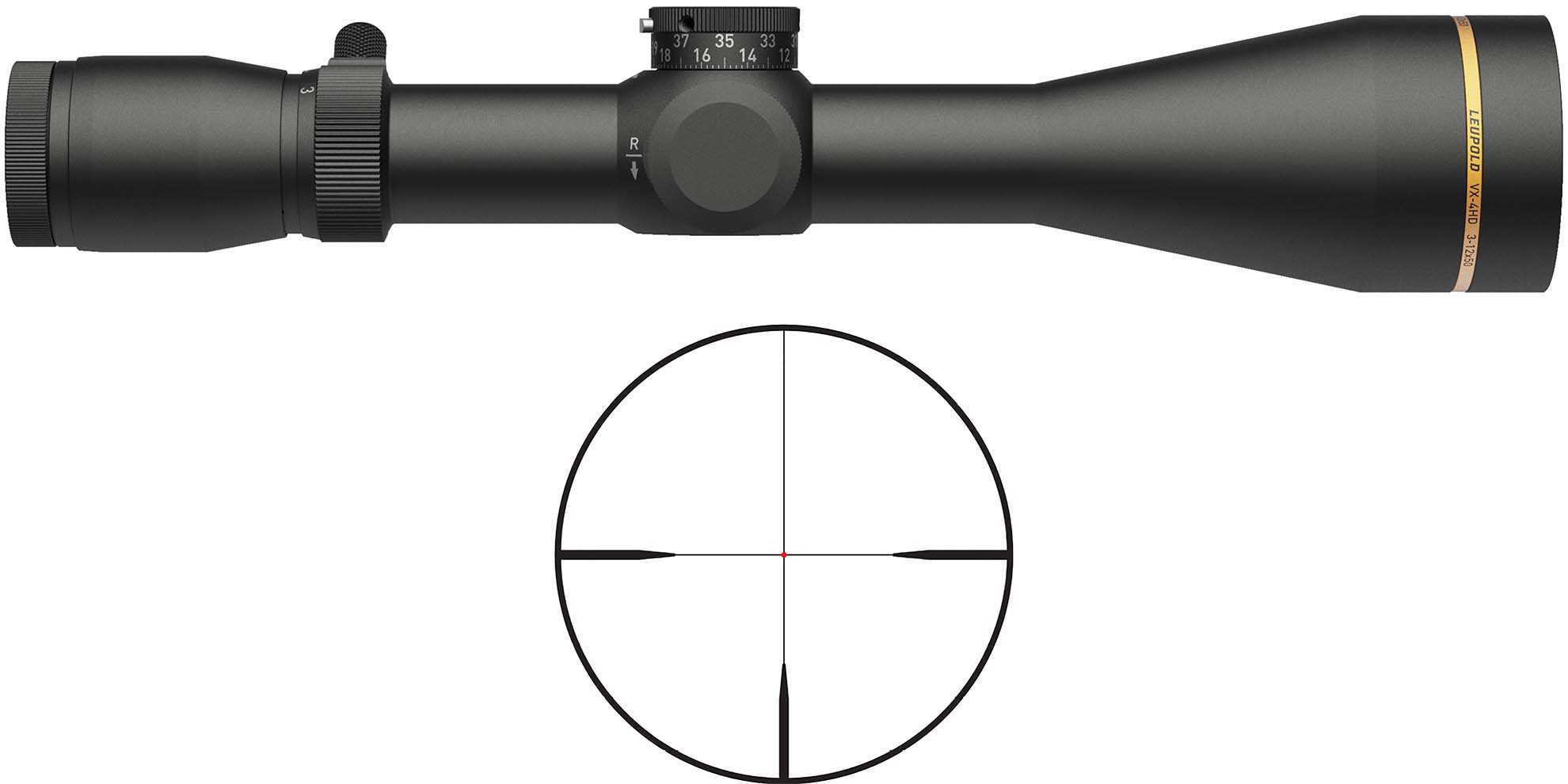 Leupold VX-4HD Rifle Scope, 3-12x50mm, FireDot Twilight Hunter Reticle, Matte Black