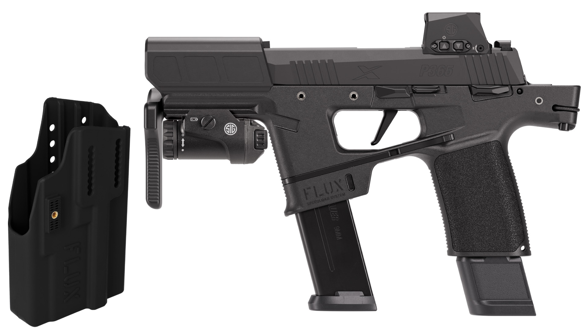 Sig Sauer P365-FLUX 9mm TacKit – 6" Barrel with Brace, 21rd (x2) + 17rd + 25rd Magazines