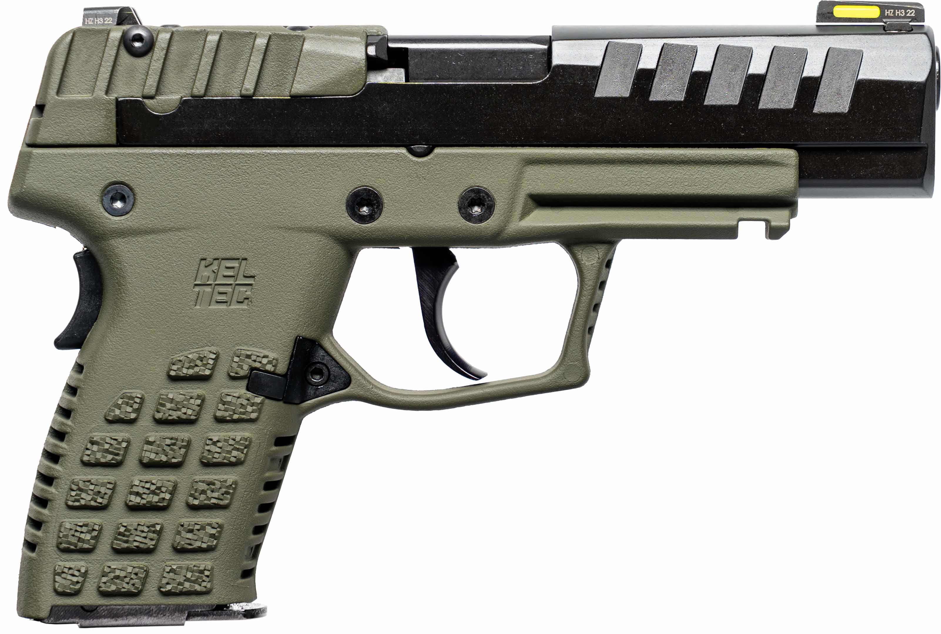 Kel-Tec CA Compliant P15 Handgun 9mm Luger 10rd Magazine 4" Barrel Black Side/OD Green Grip