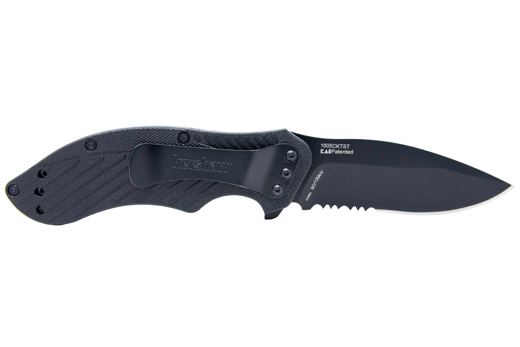 Kershaw Clash 3.1" Black Oxide Drop Point Partially Serrated Folding Knife