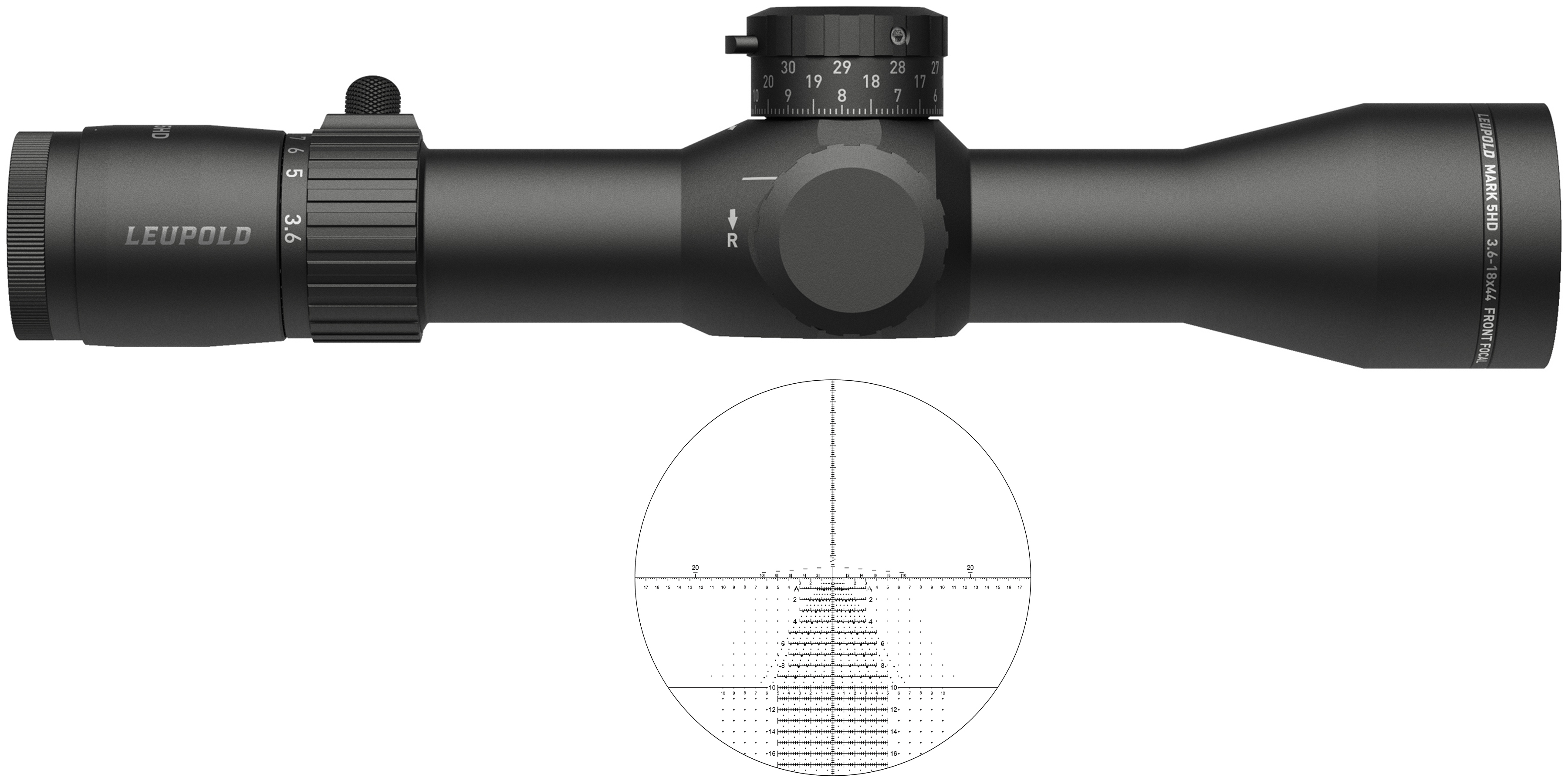 Leupold Mark 5HD 3.6-18X44 Rifle Scope, Matte Black, Tremor 3